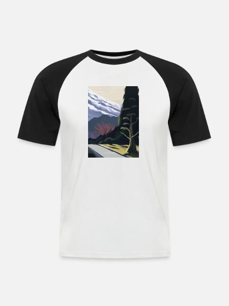 Pfad zu einem Berg - Männer Baseball-T-Shirt - Weiß/Schwarz
