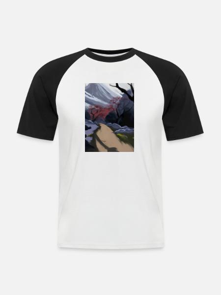 Pfad zu einem Berg - Männer Baseball-T-Shirt - Weiß/Schwarz