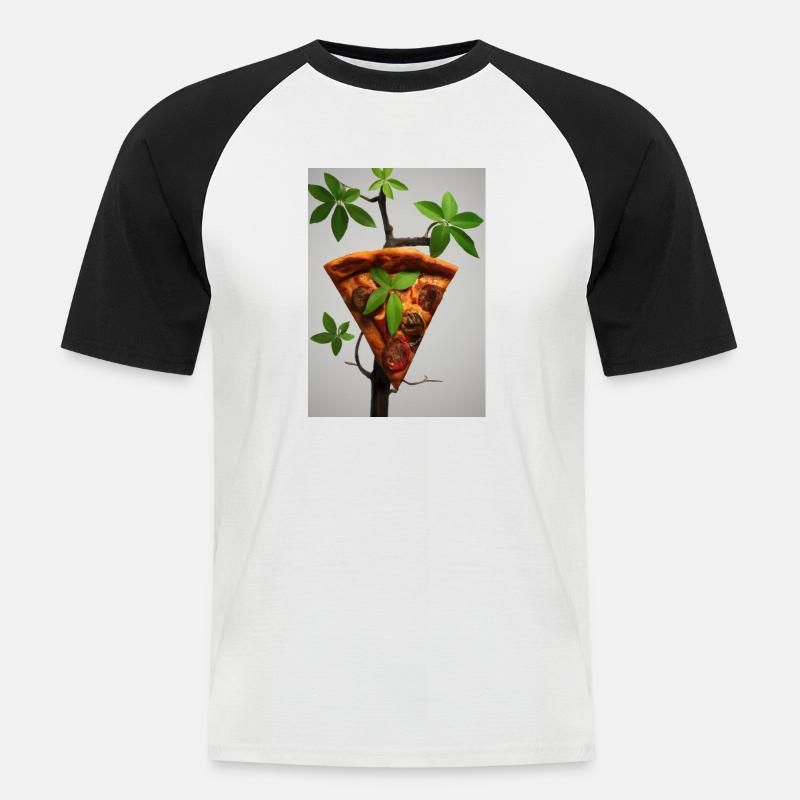 Wachsende Pizza - Männer Baseball-T-Shirt - Weiß/Schwarz