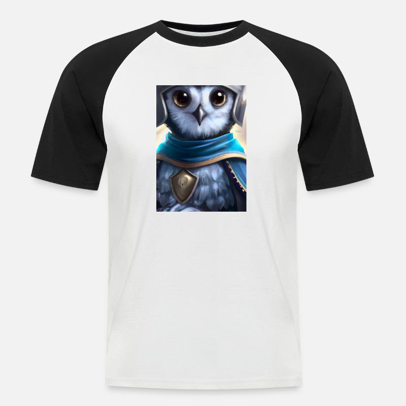 Ritter Eule - Männer Baseball-T-Shirt - Weiß/Schwarz