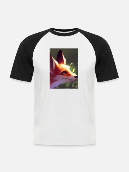 Niedliche Fuchs-Malerei - Männer Baseball-T-Shirt - Weiß/Schwarz
