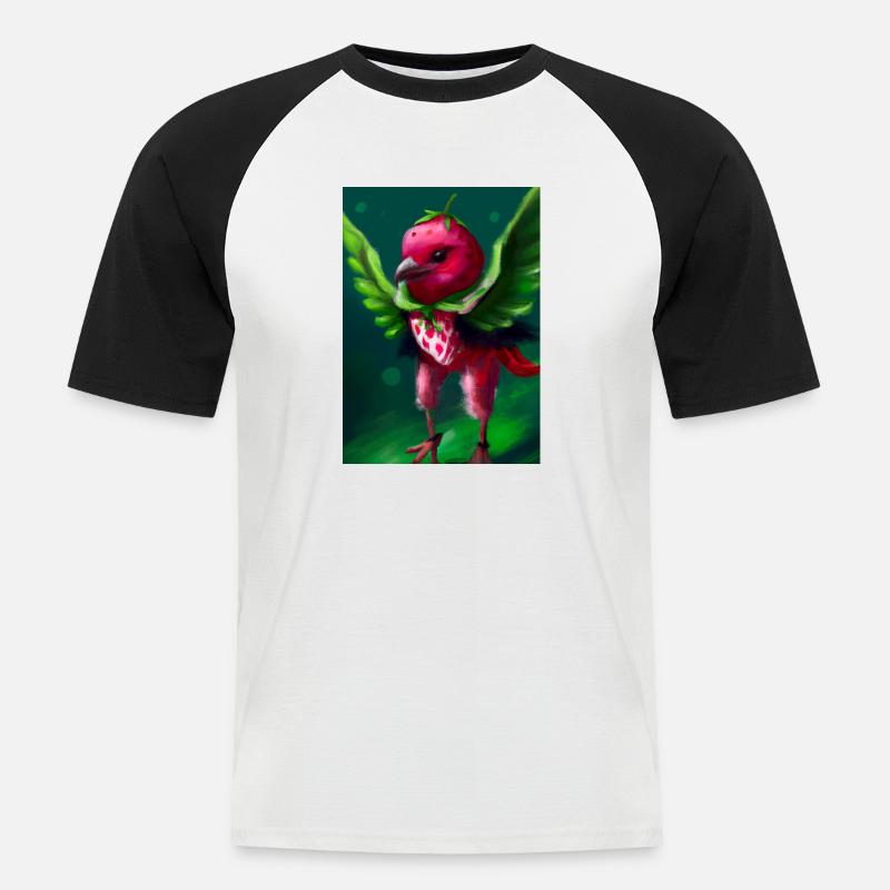 Erdbeervogel - Männer Baseball-T-Shirt - Weiß/Schwarz