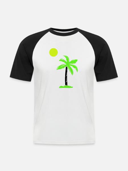 palm tree - Men's Baseball T-Shirt - white/black