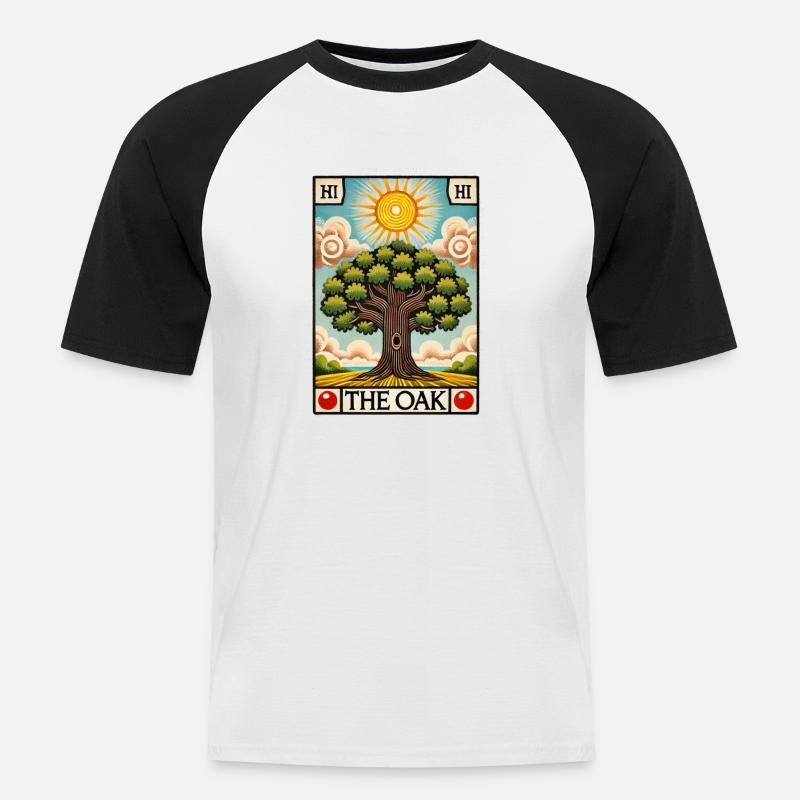 Die Eiche - Männer Baseball-T-Shirt - Weiß/Schwarz