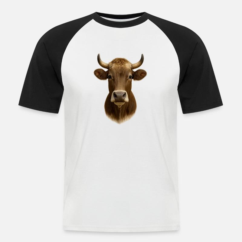 La plus belle vache - T-shirt baseball manches courtes Homme - blanc/noir