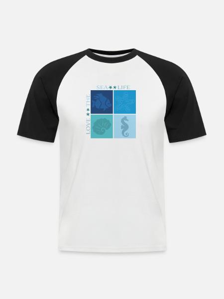 Leben im Meer - Männer Baseball-T-Shirt - Weiß/Schwarz