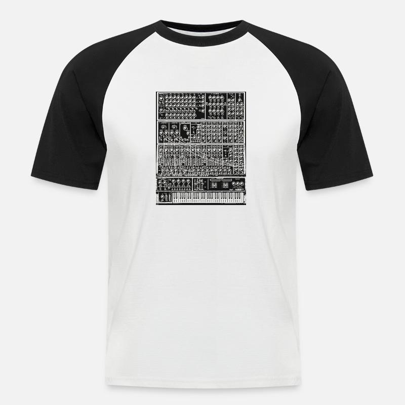 Modulares System synth - Männer Baseball-T-Shirt - Weiß/Schwarz