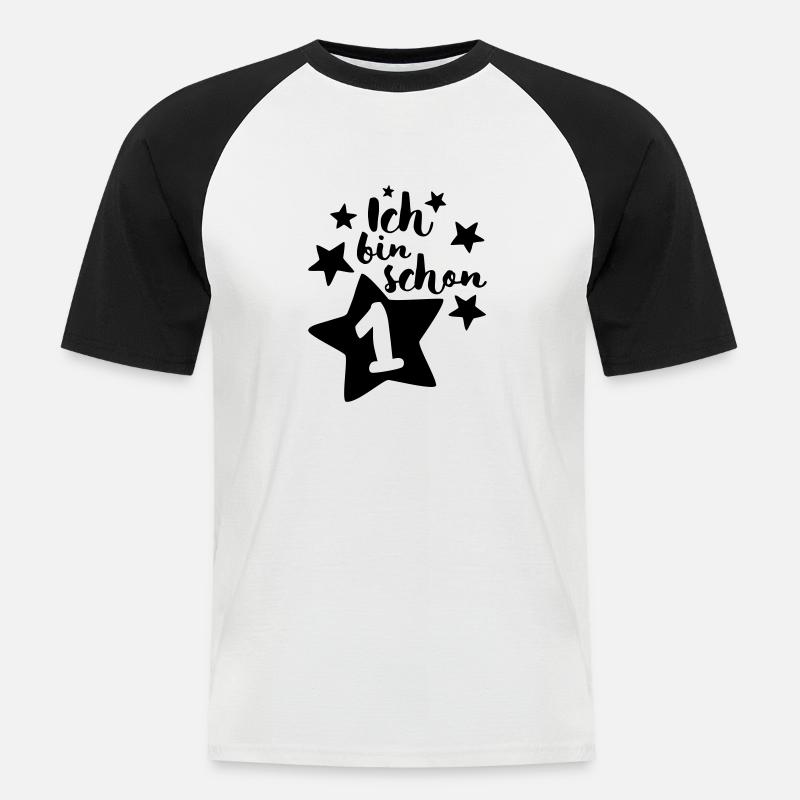 Ich bin schon Eins! - Männer Baseball-T-Shirt - Weiß/Schwarz