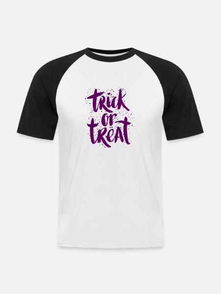Trick or Treat - Männer Baseball-T-Shirt - Weiß/Schwarz