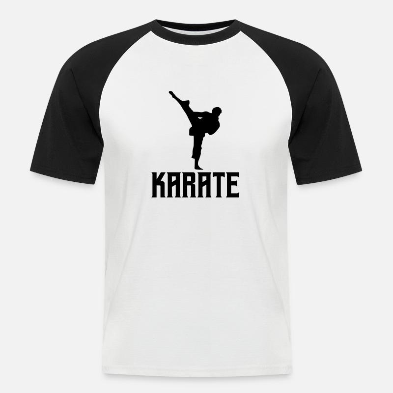 Karatè - Maglia da baseball a manica corta da uomo - bianco/nero