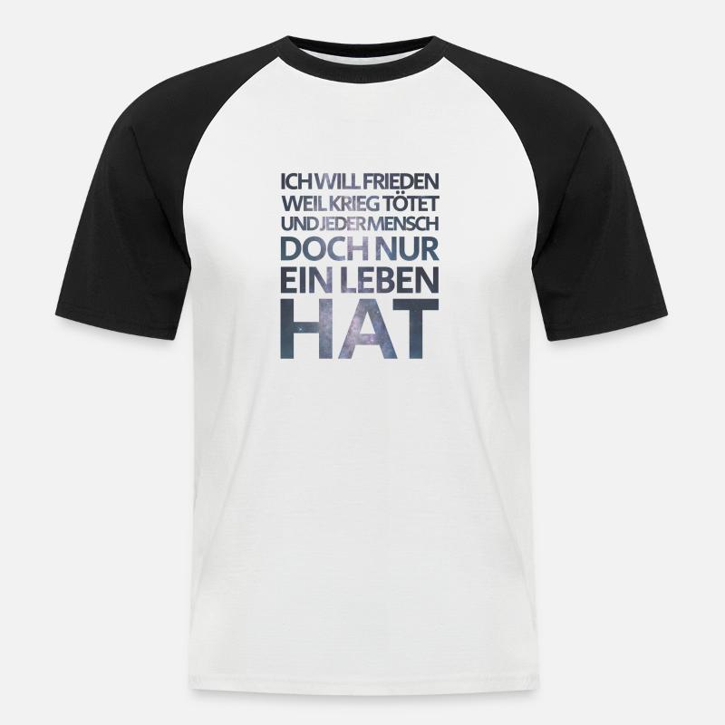 Ich will Frieden - Männer Baseball-T-Shirt - Weiß/Schwarz