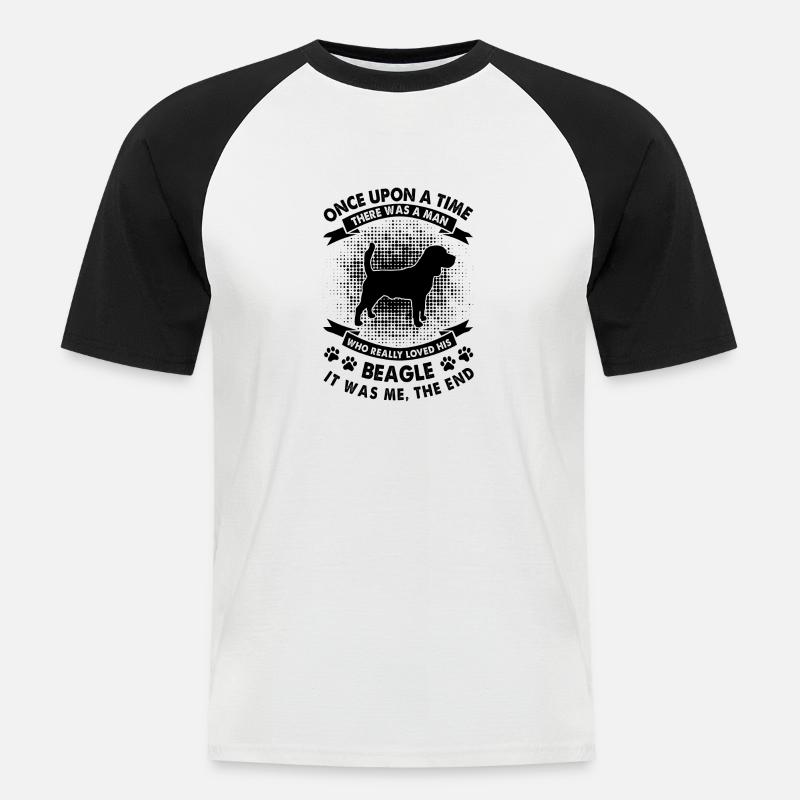 Es War Einmal - Beagle - Männer Baseball-T-Shirt - Weiß/Schwarz