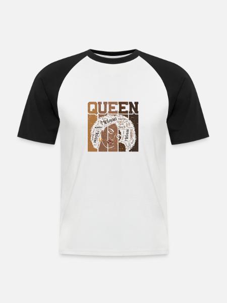 Melanin-Königin Stolzer Schwarzer - Männer Baseball-T-Shirt - Weiß/Schwarz