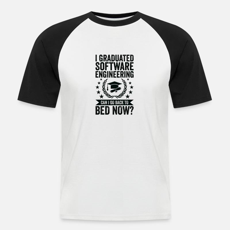 Ich Habe Software Engineering Abgeschlossen - Männer Baseball-T-Shirt - Weiß/Schwarz