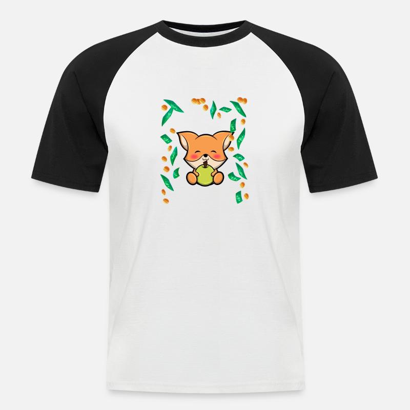 Fuchs Wald Tier Geldregen - Männer Baseball-T-Shirt - Weiß/Schwarz