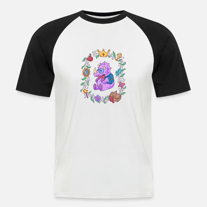 Triceratops Mädchen Schule Märchen - Männer Baseball-T-Shirt - Weiß/Schwarz