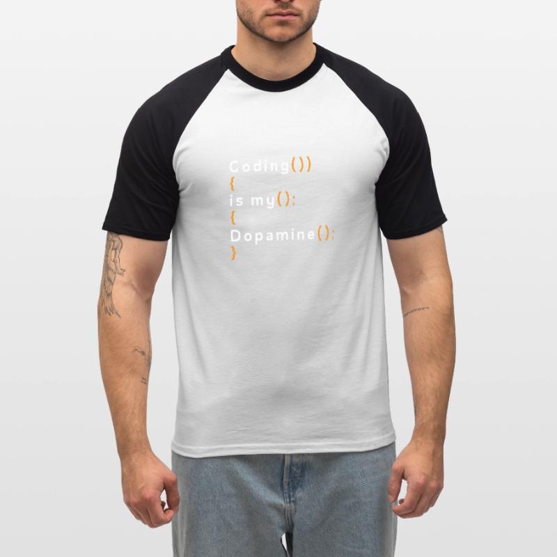 Funny Coding Is My Dopamine Coder Men's Baseball T-Shirt