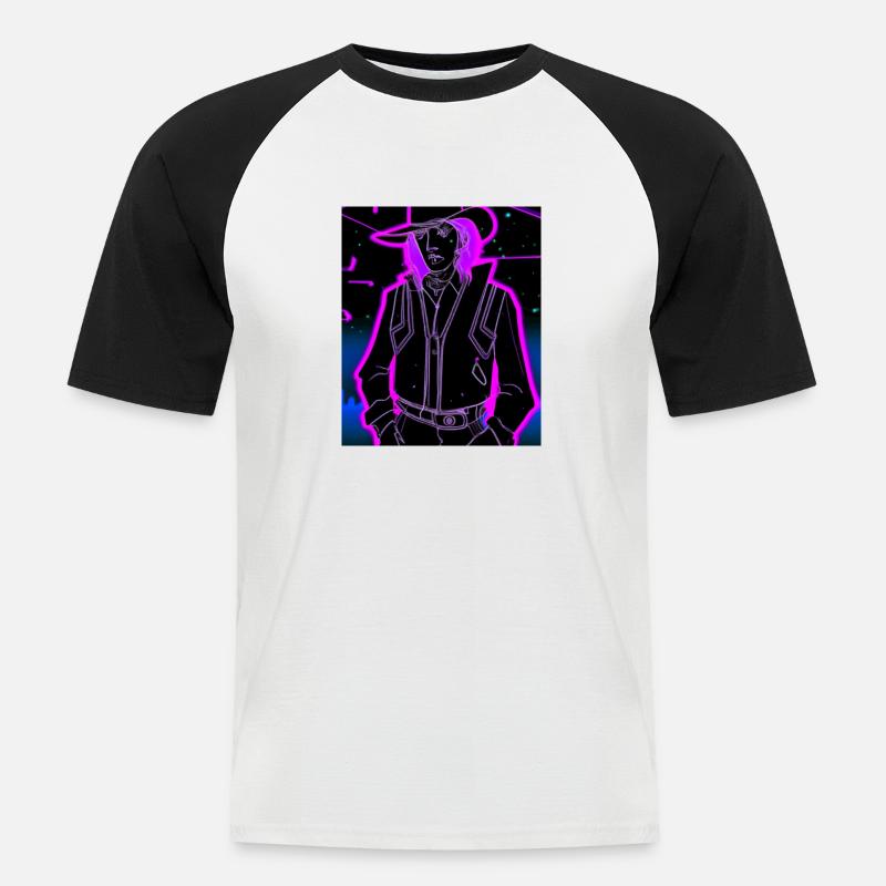 Goth Synthwave Outrun Goth Cowboy - Männer Baseball-T-Shirt - Weiß/Schwarz