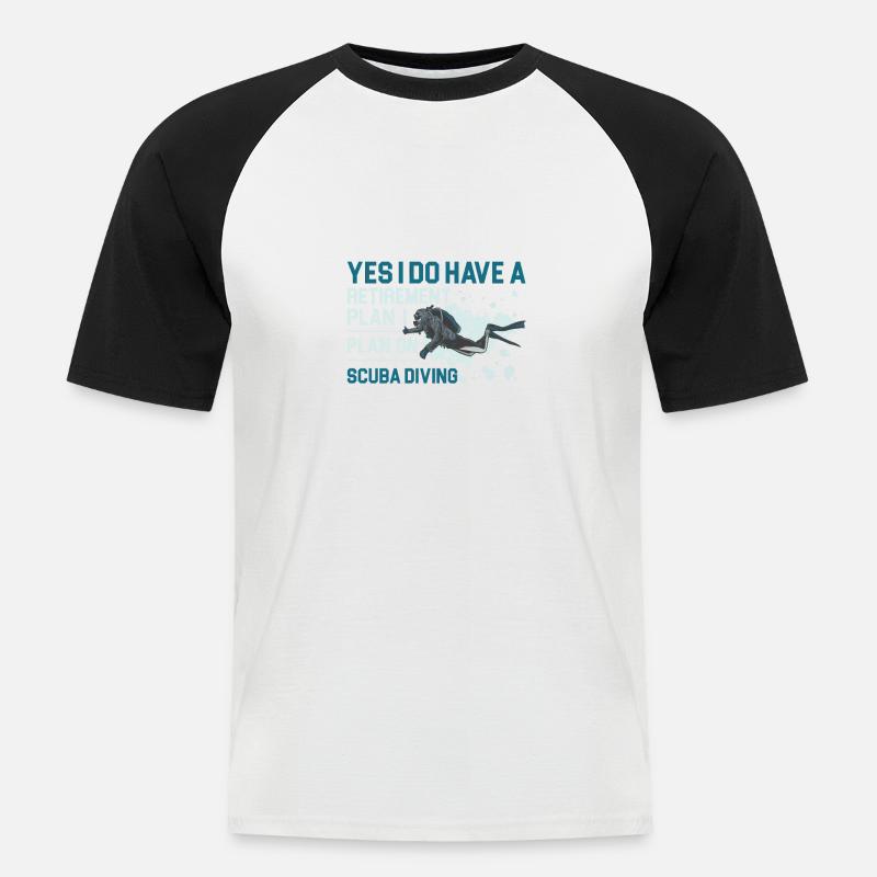 Scuba Diving Gift Underwater Scuba Diver - Kortärmad basebolltröja herr - vit/svart