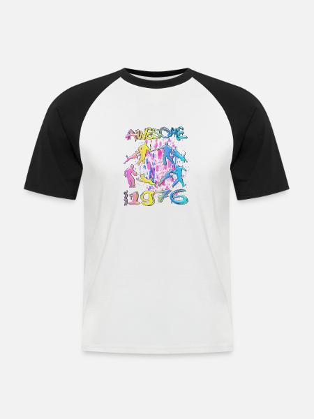 Awesome since 1976. Agility, Hundetraining - Männer Baseball-T-Shirt - Weiß/Schwarz