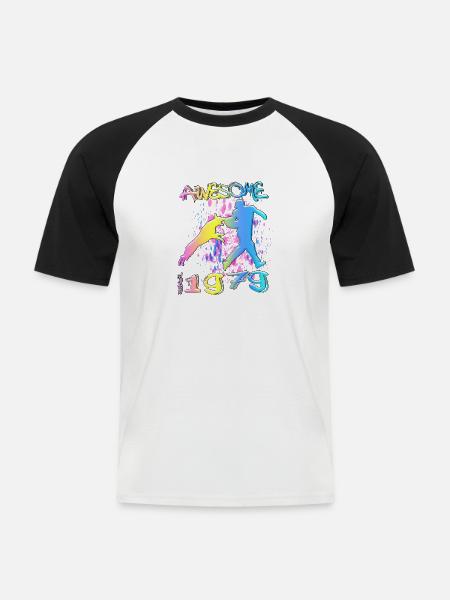 Génial depuis 1979. Agilité, Hundetraining - T-shirt baseball manches courtes Homme - blanc/noir