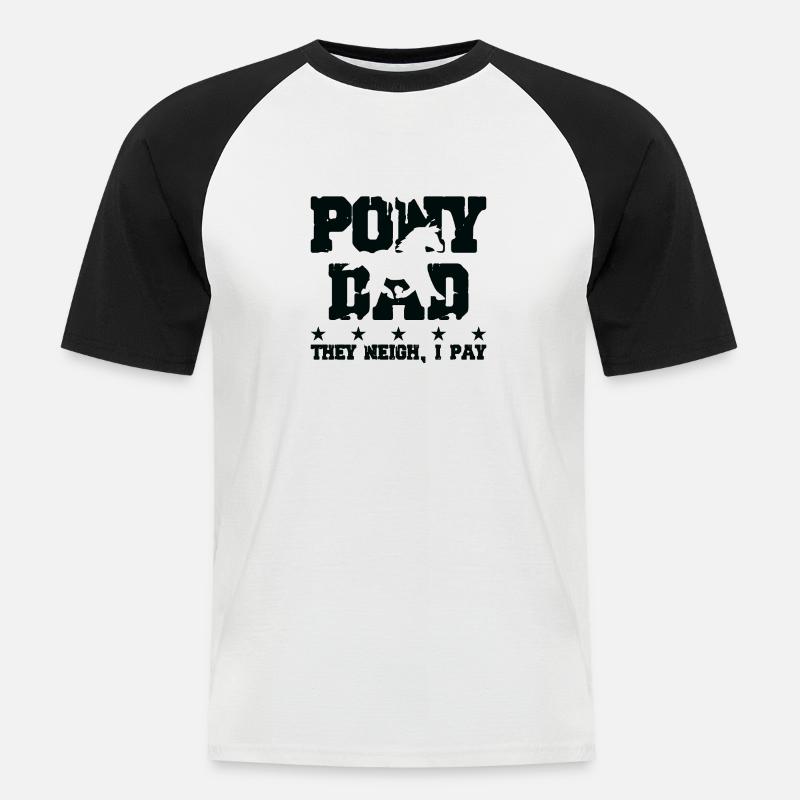Pferdevater - Pony - Männer Baseball-T-Shirt - Weiß/Schwarz