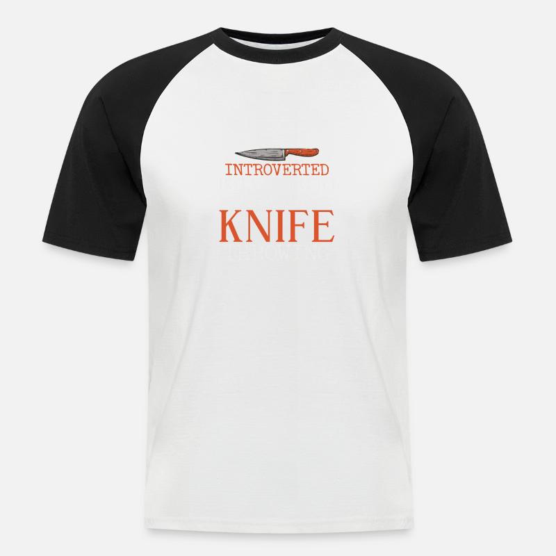 Messerwurfscheibe Geschenk Messerwerfer - Männer Baseball-T-Shirt - Weiß/Schwarz