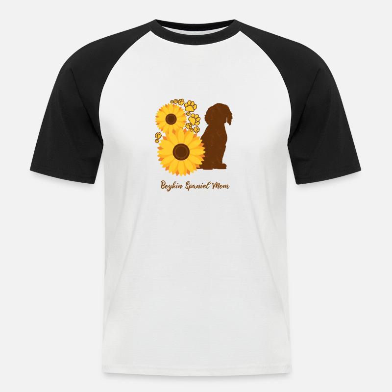 Sonnenblumenmutter - Boykin Spaniel - Männer Baseball-T-Shirt - Weiß/Schwarz