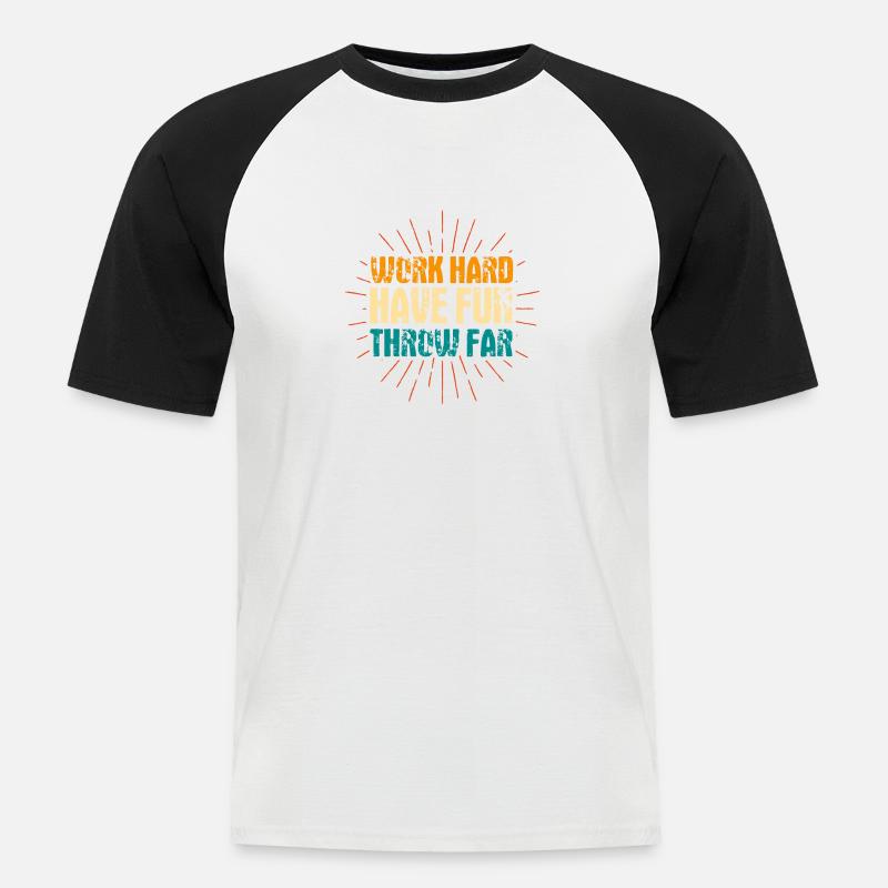 Diskuswerfen Diskuswerfer Geschenk - Männer Baseball-T-Shirt - Weiß/Schwarz