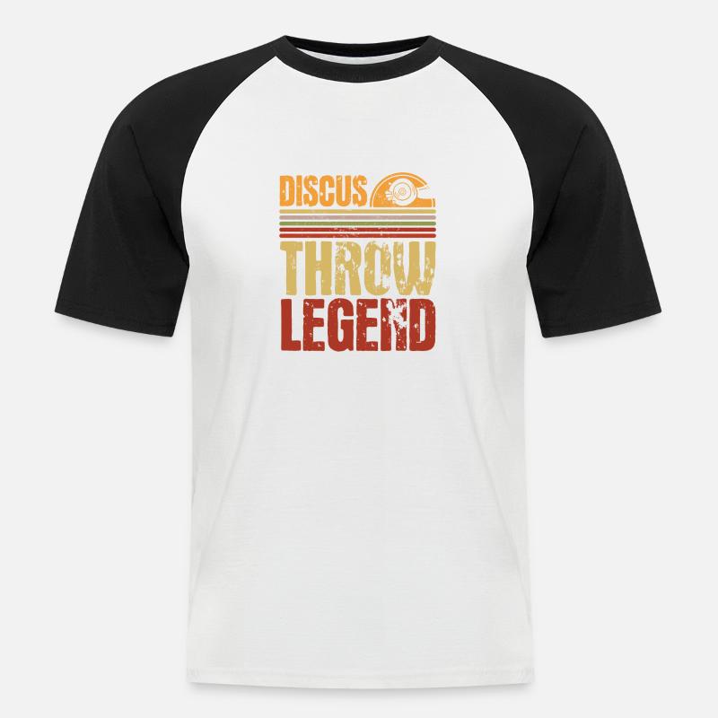 Diskuswerfen Diskuswerfer Geschenk - Männer Baseball-T-Shirt - Weiß/Schwarz