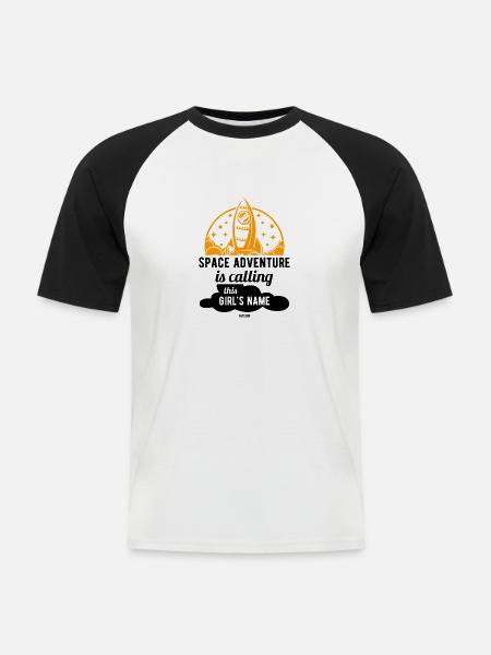 Astronaut Weltraum Mädchen Rakete - Männer Baseball-T-Shirt - Weiß/Schwarz
