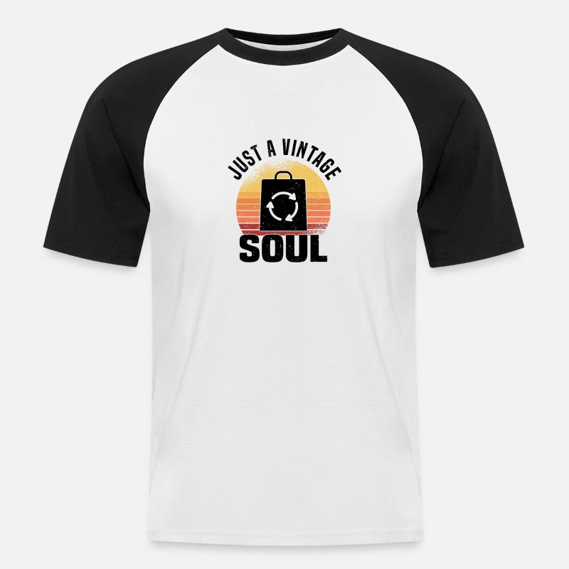 Secondhandladen Secondhand Öko Hipster Gebraucht - Männer Baseball-T-Shirt - Weiß/Schwarz