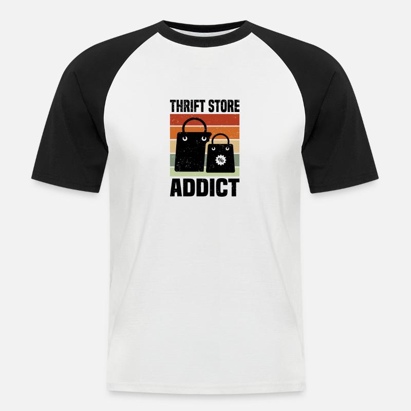 Secondhandladen Secondhand Öko Hipster Gebraucht - Männer Baseball-T-Shirt - Weiß/Schwarz