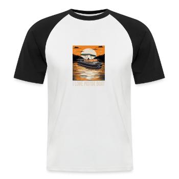 I Love Motor Boat Parade Motorboating Quote - Männer Baseball-T-Shirt - Weiß/Schwarz - Vorne - Nik (191cm)