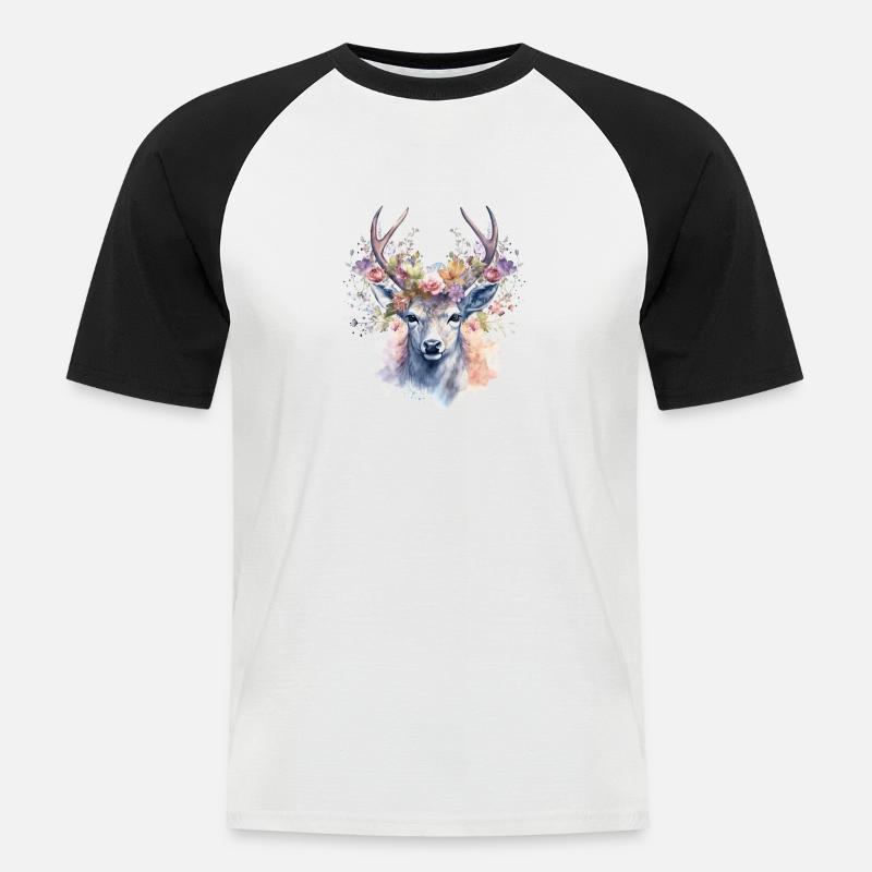 Ersatz Dirndl Hirschgeweih Hirsch - Männer Baseball-T-Shirt - Weiß/Schwarz