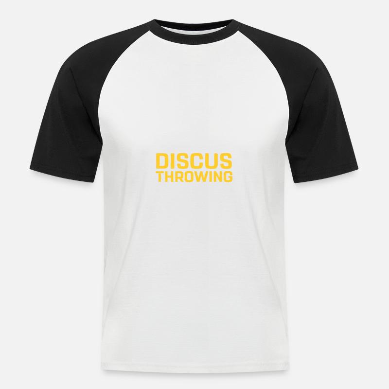 Diskuswerfer Leichtathletik Scheibenwurf - Männer Baseball-T-Shirt - Weiß/Schwarz