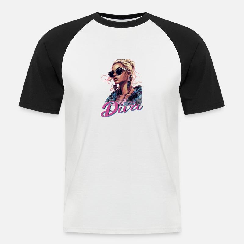 Strahlen Sie Strahlend Diva - Männer Baseball-T-Shirt - Weiß/Schwarz