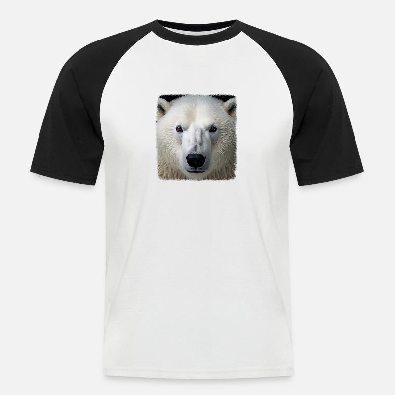 Eisbären realistic Eisbär - Männer Baseball-T-Shirt - Weiß/Schwarz