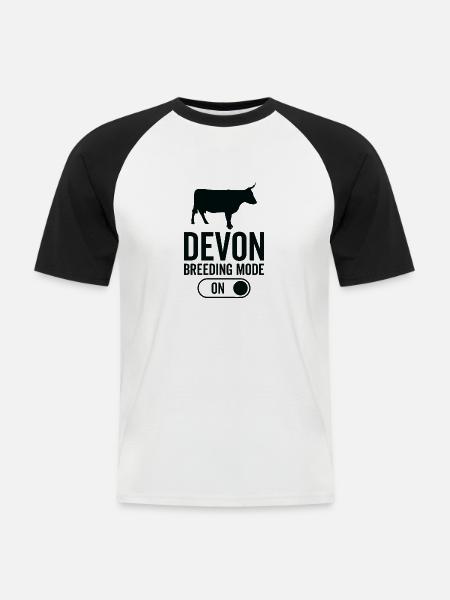 Kuhzuchtmodus Auf - Devon - Männer Baseball-T-Shirt - Weiß/Schwarz