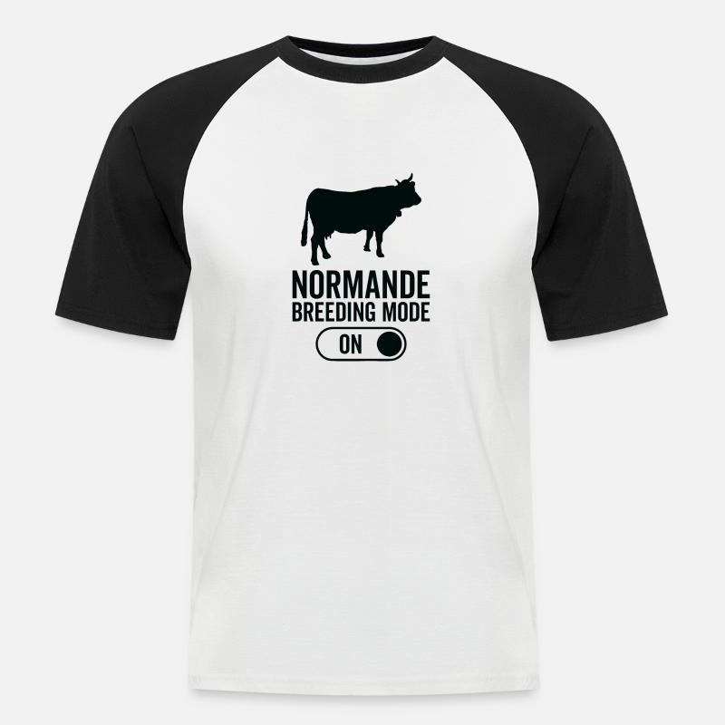 Mode d’élevage de vaches activé - Normande - T-shirt baseball manches courtes Homme - blanc/noir