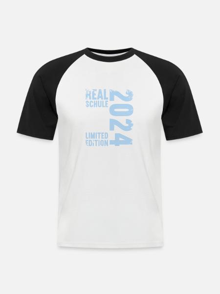 Realschule Junge Mädchen Realschule 2024 - Männer Baseball-T-Shirt - Weiß/Schwarz