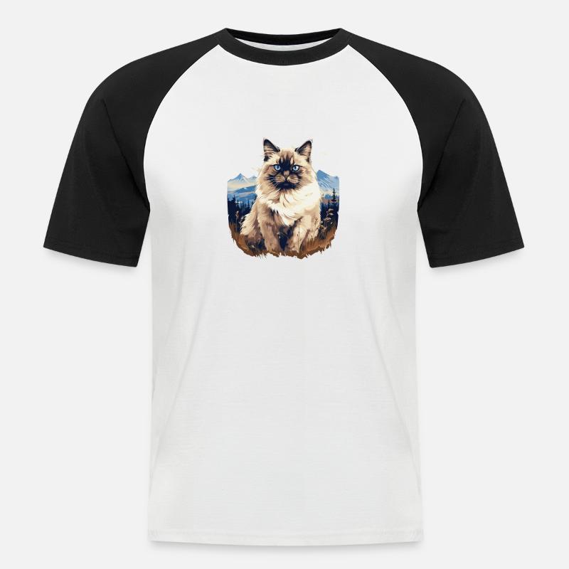 Birman Cat Birma Katze - Männer Baseball-T-Shirt - Weiß/Schwarz