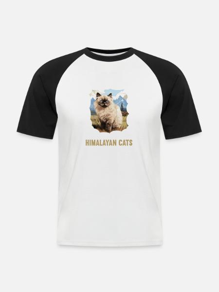 Himalaya kat Colourpoint Katze - Kortærmet herre-baseballshirt - hvid/sort