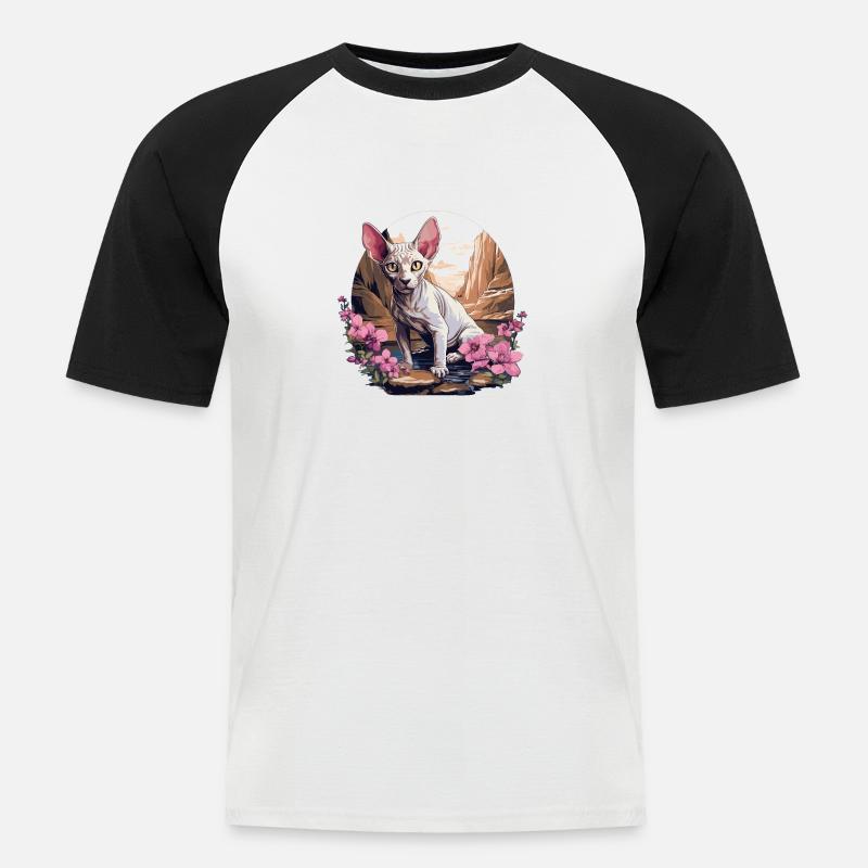 Sphynx Kätzchen Sphynx Katze - Männer Baseball-T-Shirt - Weiß/Schwarz