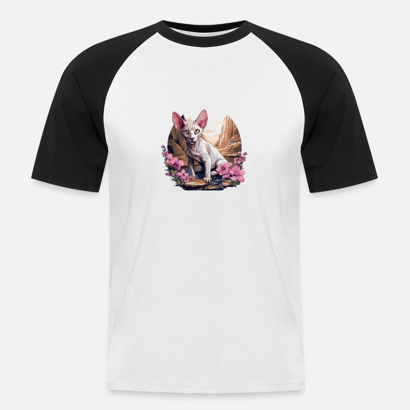 Sphynx Kätzchen Sphynx Katze - Männer Baseball-T-Shirt - Weiß/Schwarz
