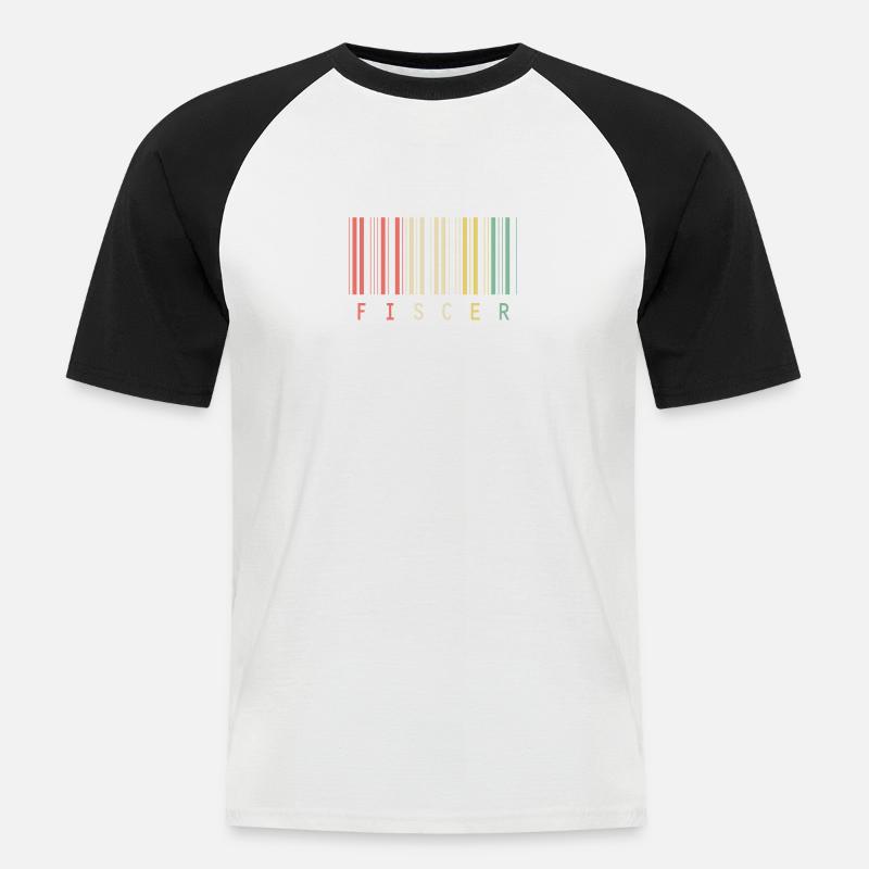 Fischer Barcode Familie Geschenkidee - Männer Baseball-T-Shirt - Weiß/Schwarz