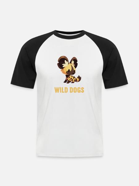 Wildhunde Wildhund - Männer Baseball-T-Shirt - Weiß/Schwarz