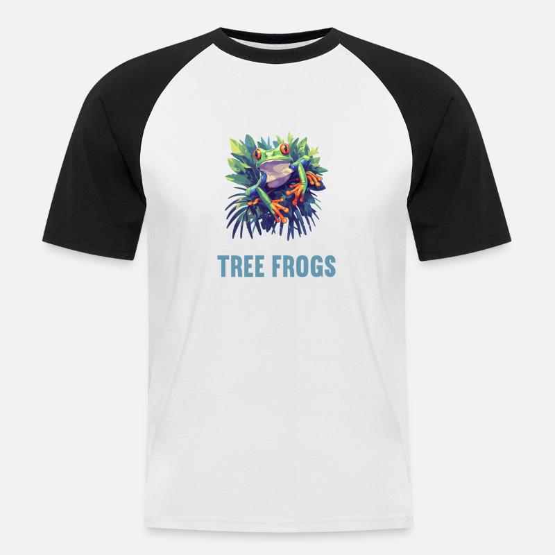 Tree Frog Baumfrösche Baumfrosch - Männer Baseball-T-Shirt - Weiß/Schwarz