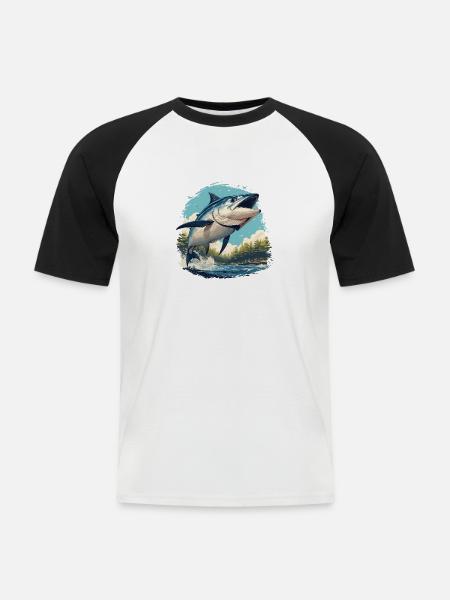Tuna Thunfische Thunfisch - Männer Baseball-T-Shirt - Weiß/Schwarz