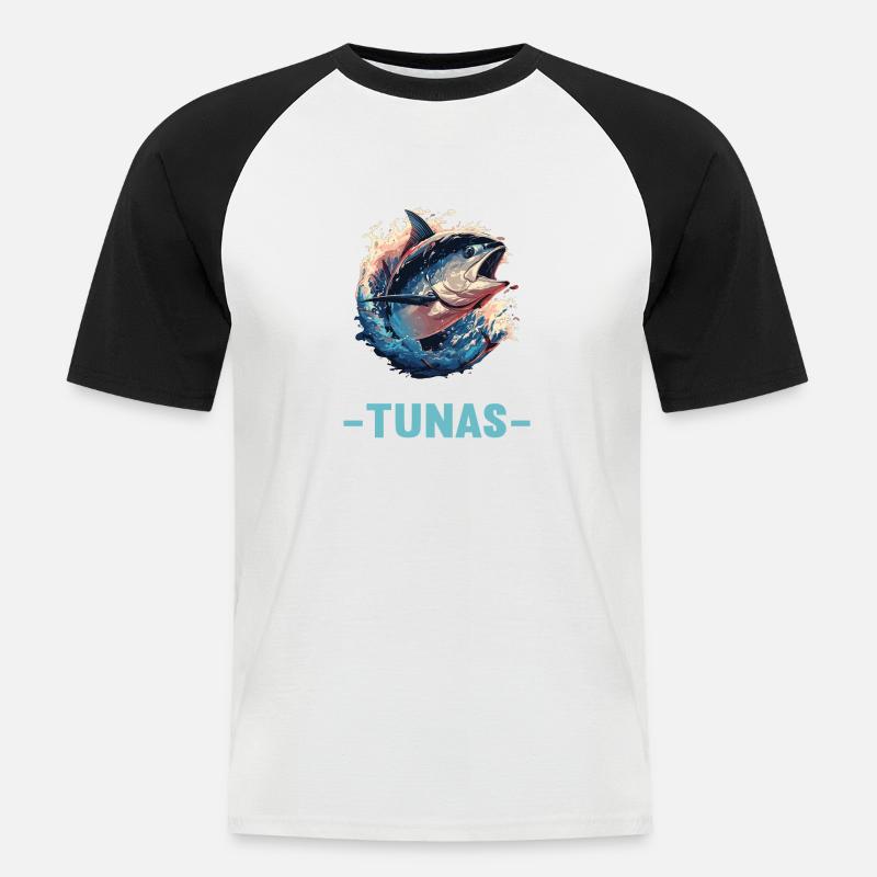 Tuna Thunfische Thunfisch - Männer Baseball-T-Shirt - Weiß/Schwarz